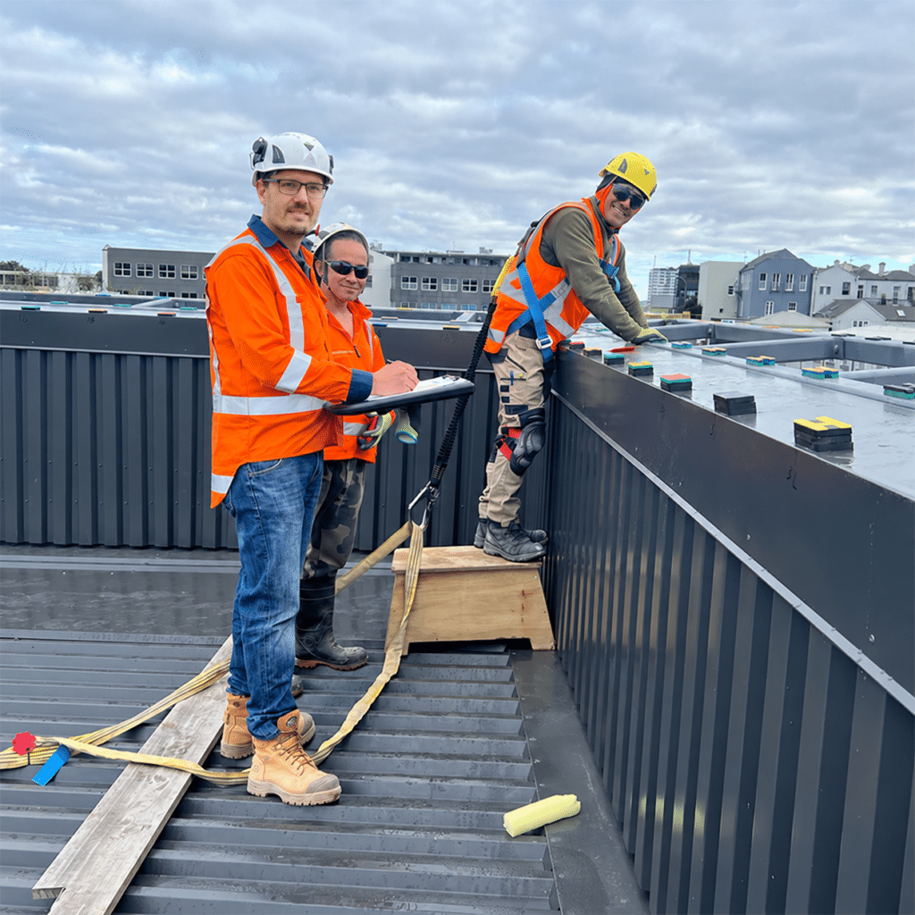 Safety professionals carrying out a rooftop site inspection